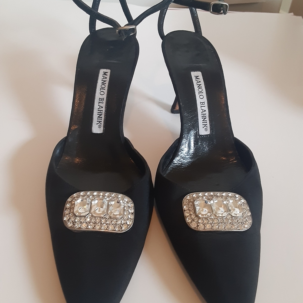 Manolo blahnik crystal ankle strap heels  sz 39.5 - Picture 5 of 13